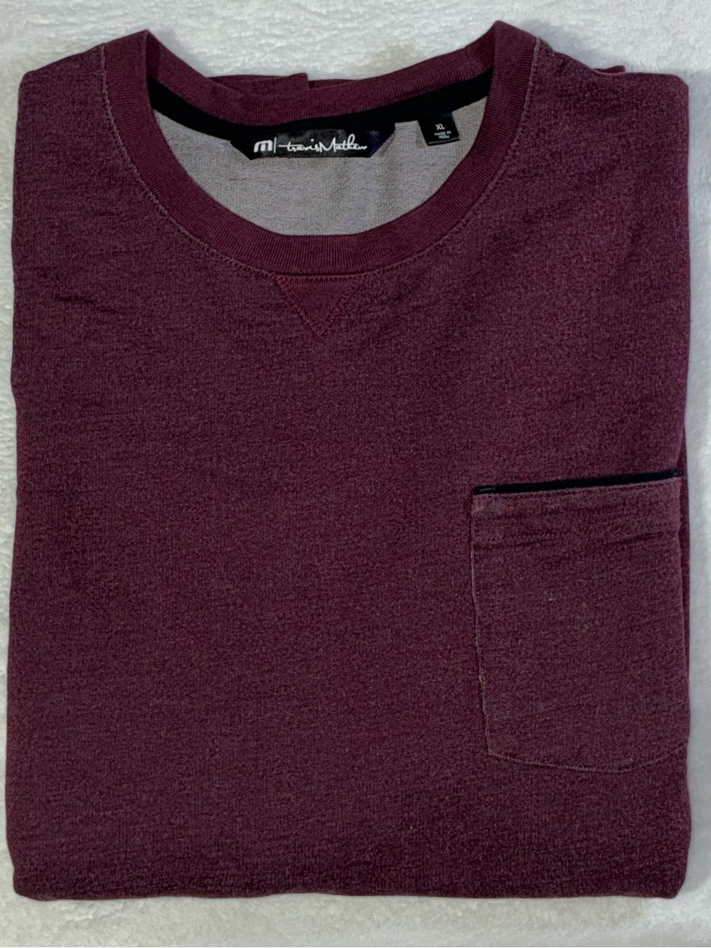 Travis Mathew Men's Crewneck Pocket Pullover - Wine
